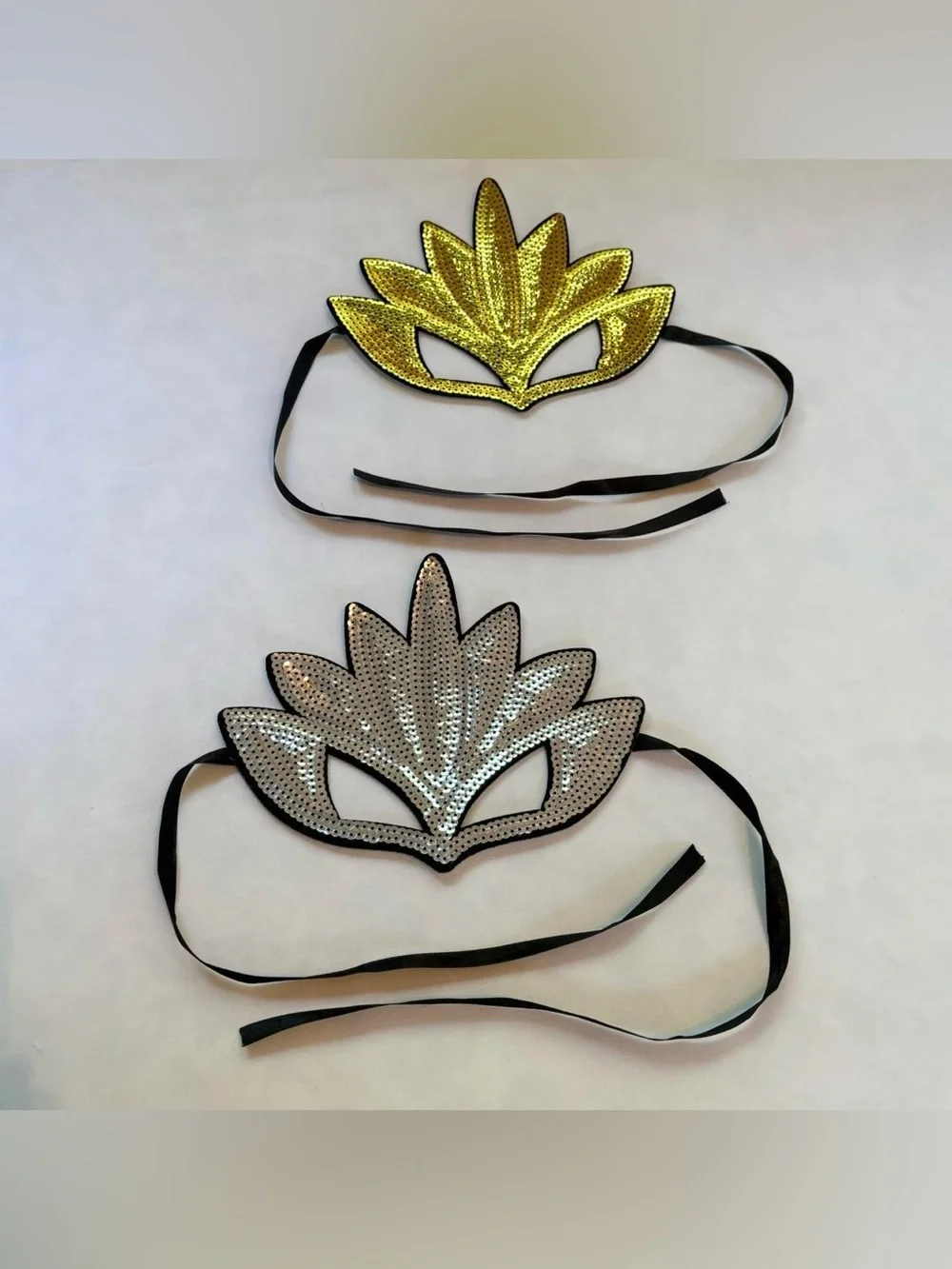 2 Gold & Silver Sequin Masks